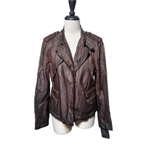 Steve Madden NWT Brown Vegan Leather Moto Jacket Size Large